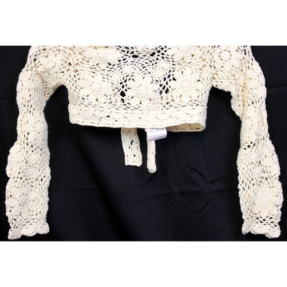 2007 Gymboree Savanna Sunset Crochet Bolero sz 6 Lace Sweater Crop Beaded Tie - Picture 6 of 7